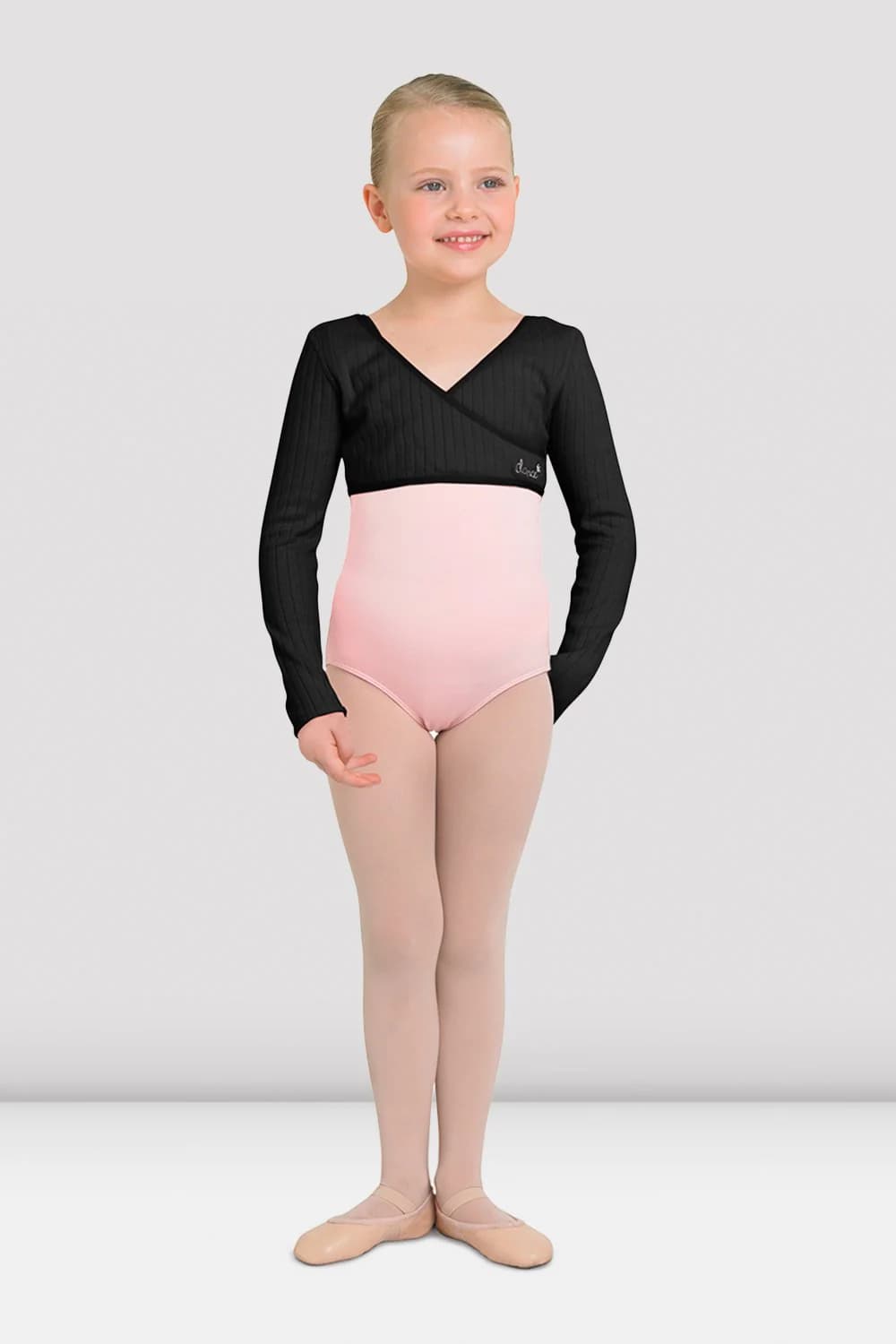 Top da danza Bloch Bonnie CZ6309 nero a coste incrociate sul davanti per bambine