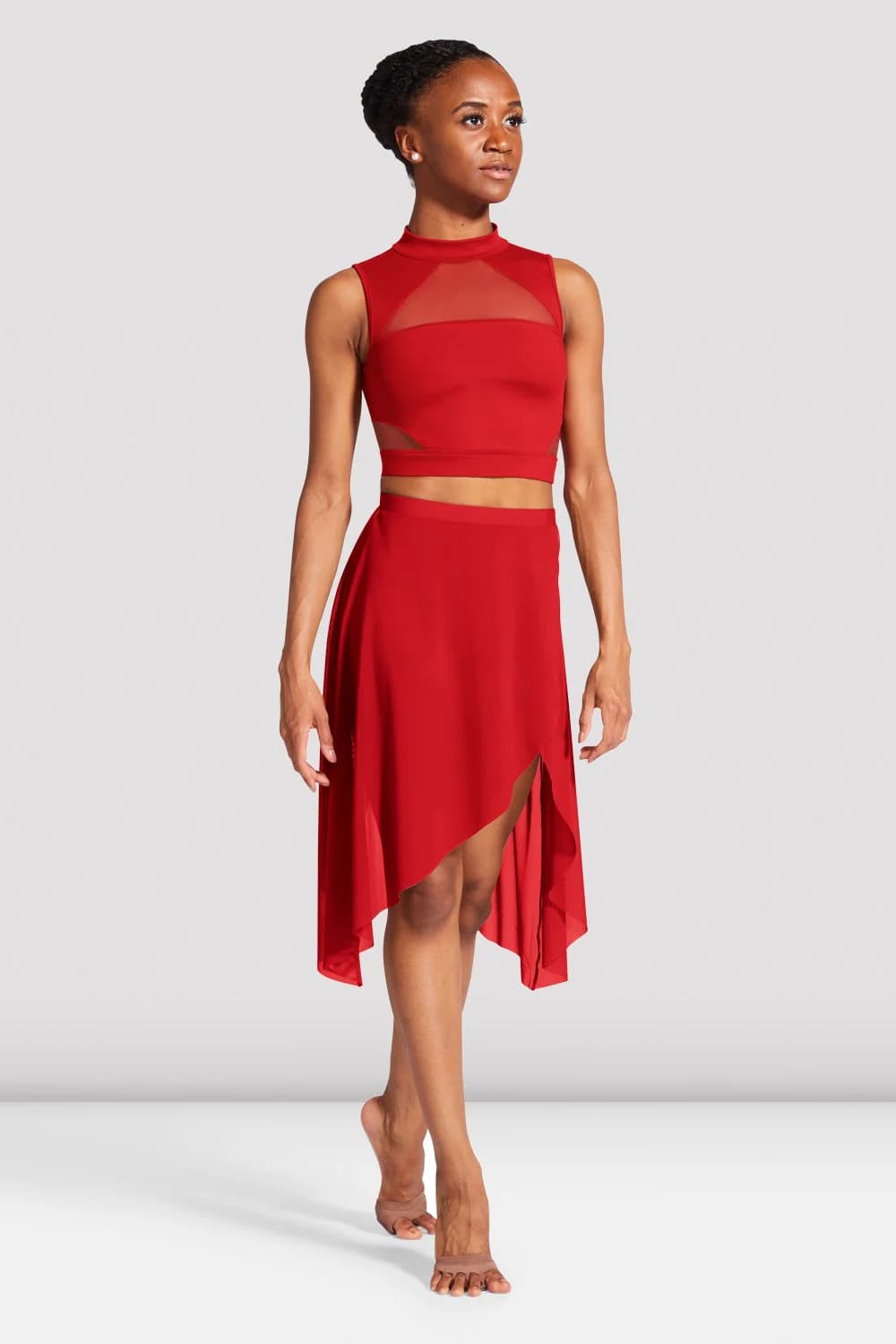Gonna da balletto Bloch Hadlee R3531 rossa in microrete da donna