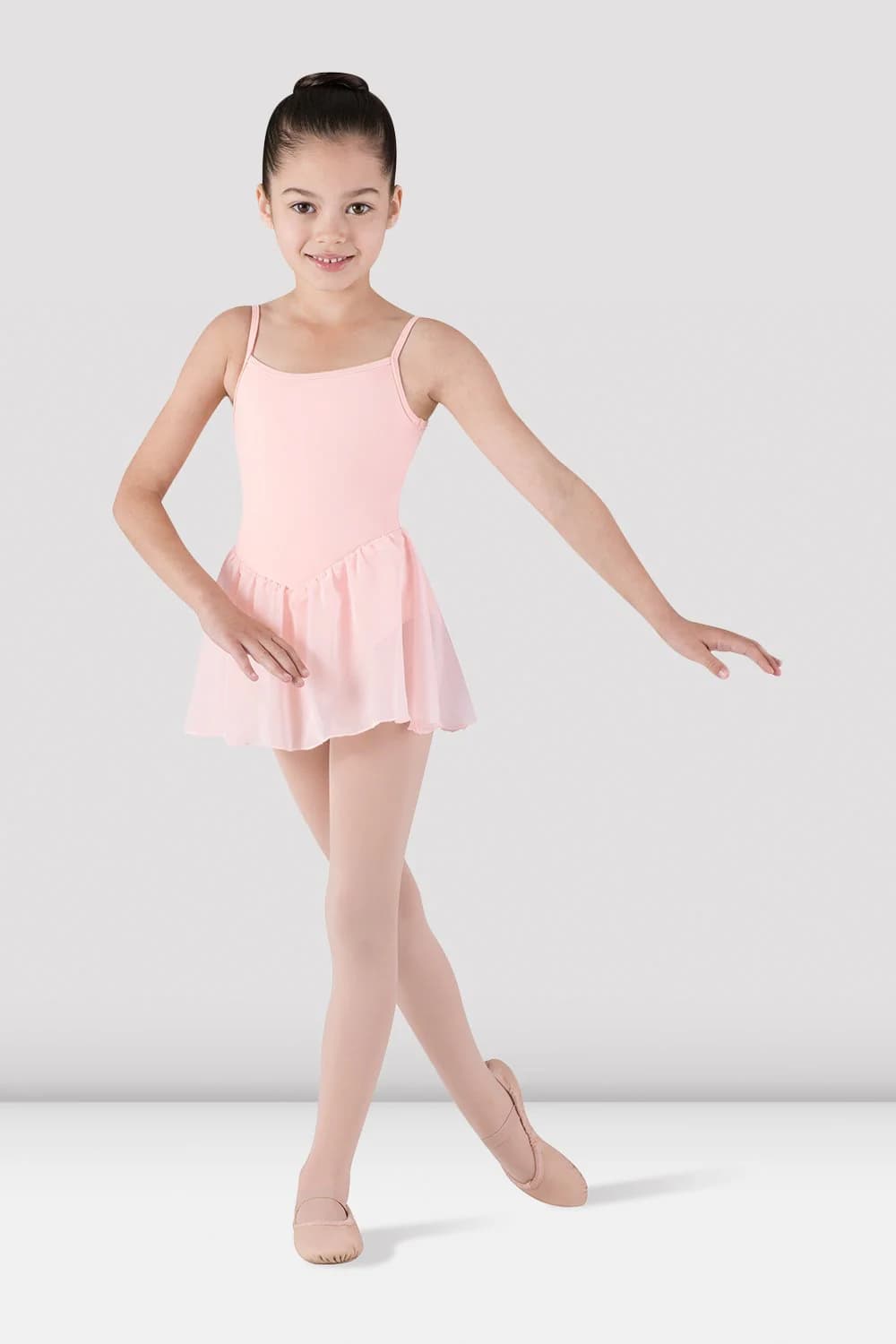 Body da danza Bloch Blossom CL3977-RS in cotone rosa a canotta con gonna per bambine