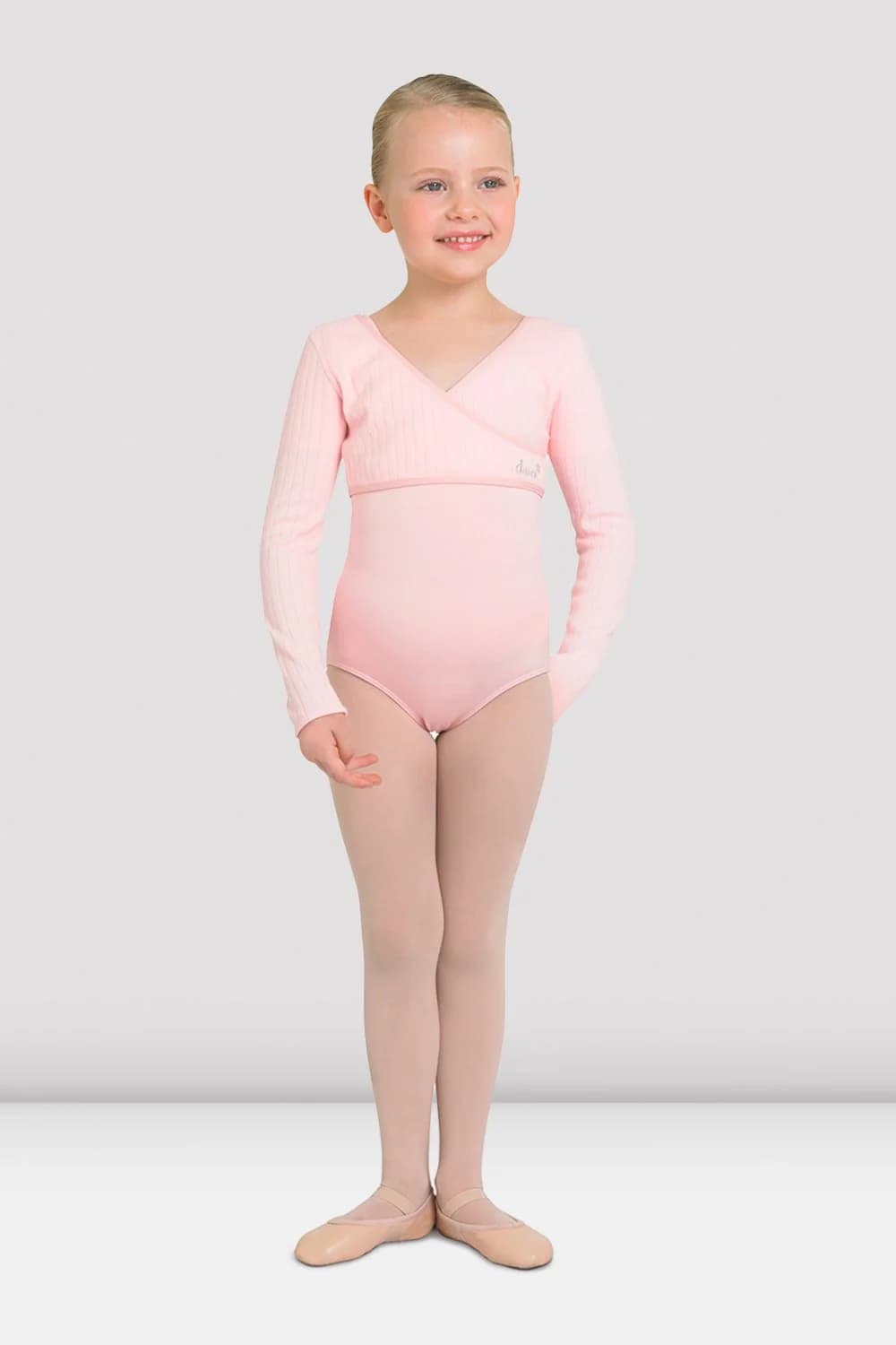 Top da danza Bloch Bonnie CZ6309 rosa a coste incrociate sul davanti per bambine