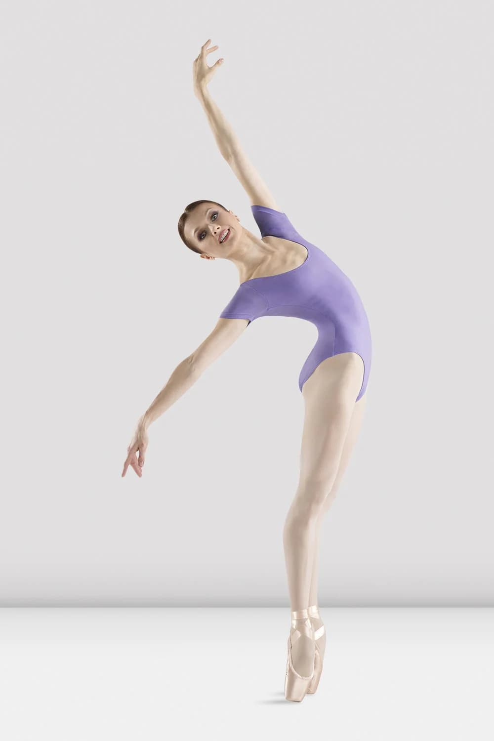 Body da danza Bloch Cavalier L5402 lavanda con scollo tondo da donna