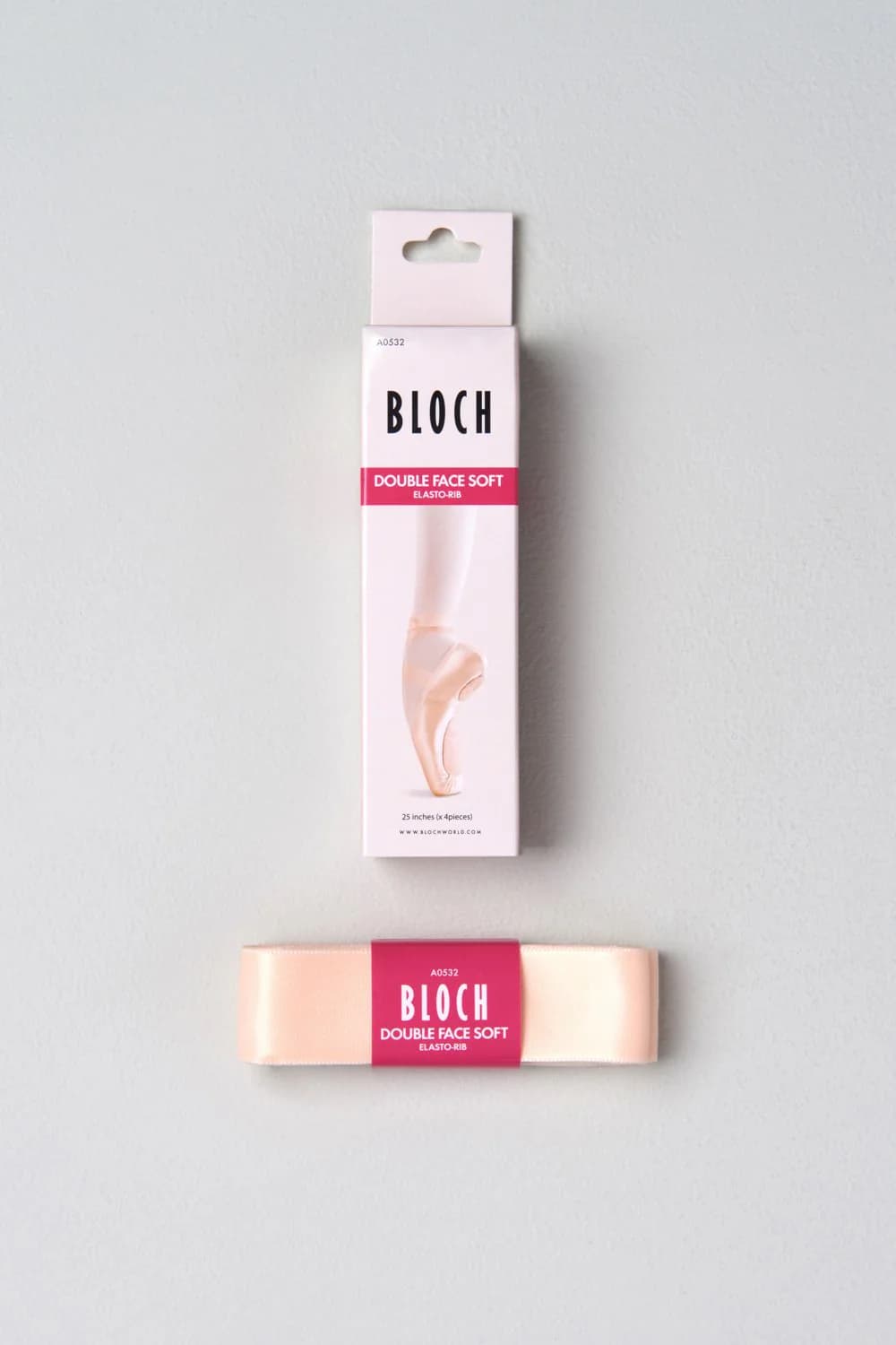 Nastro di raso double face Elastorib per scarpe di danza classica A0532 rosa