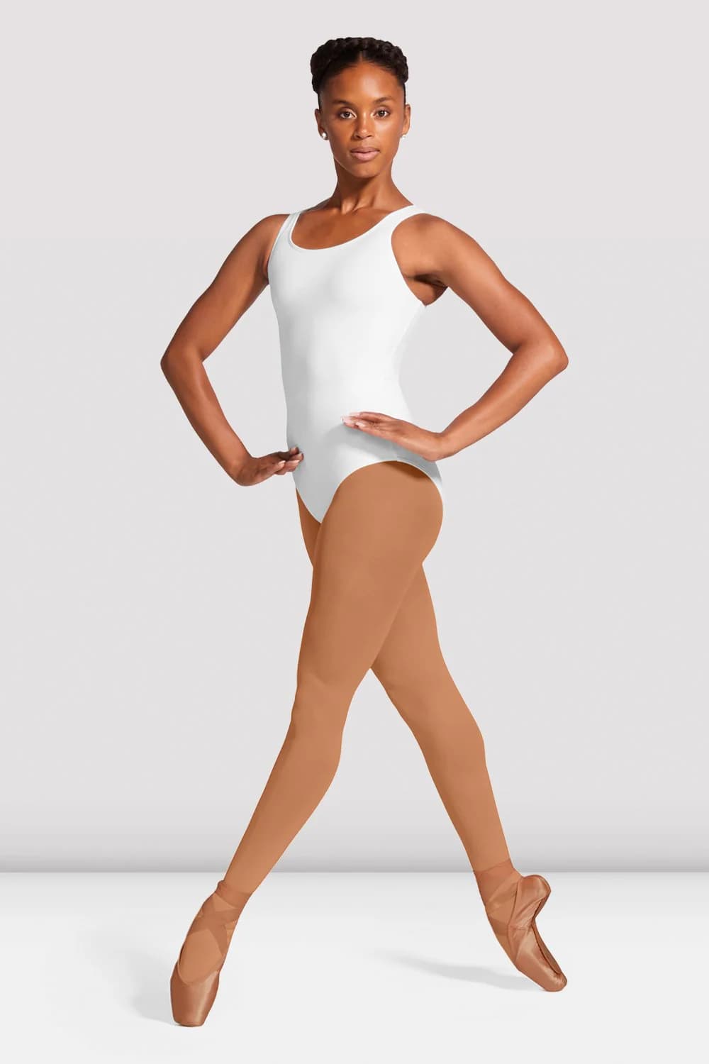 Body da danza Bloch Ballerina L5405 bianco a canottiera da donna