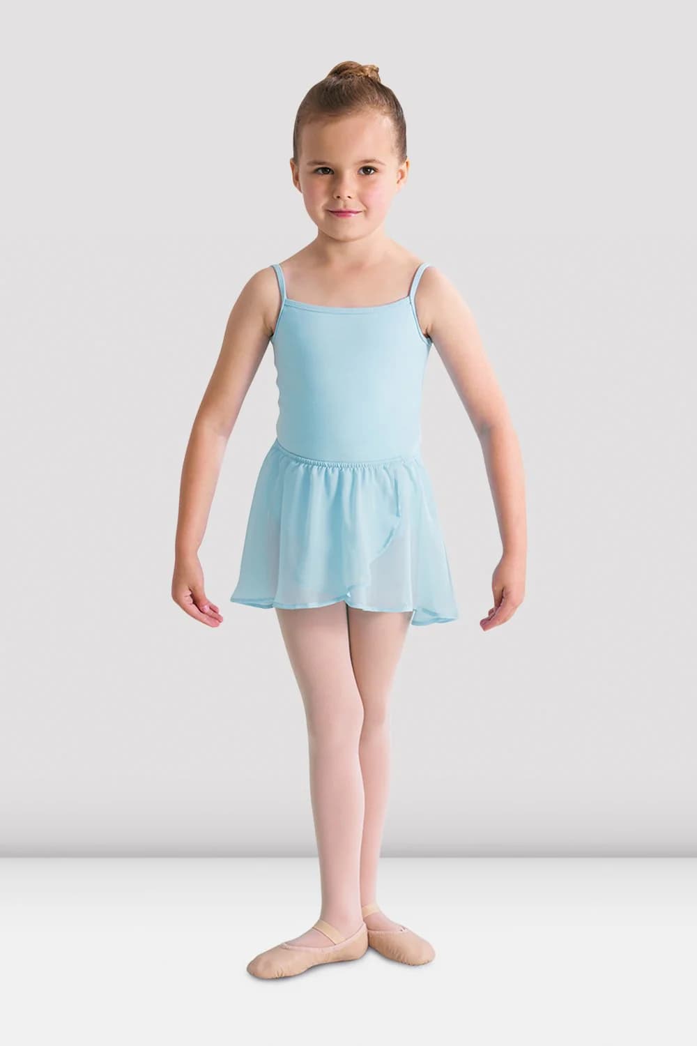 Gonna da danza Bloch Barre CR5110-CP celeste pastello elasticizzata in georgette per bambine